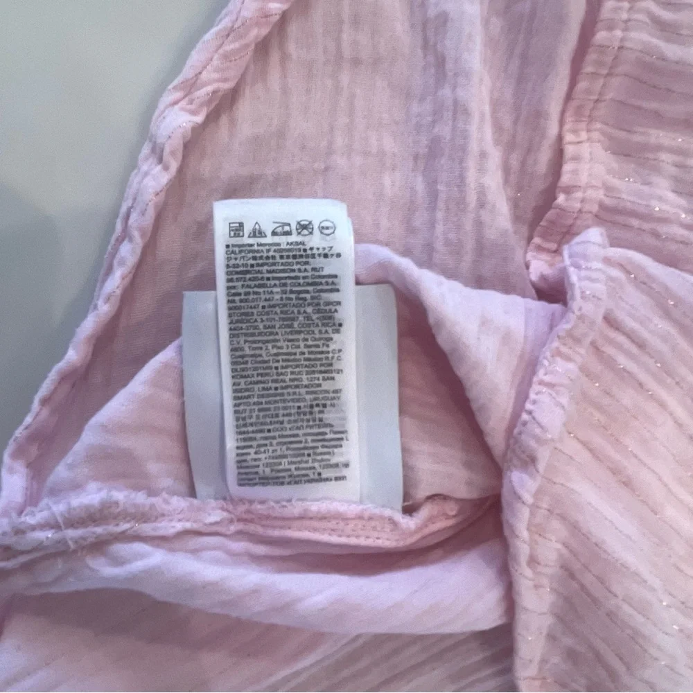 GAP Women’s Pink Button-Up Blouse with Ruffle Sleeves - Picture 13 of 15